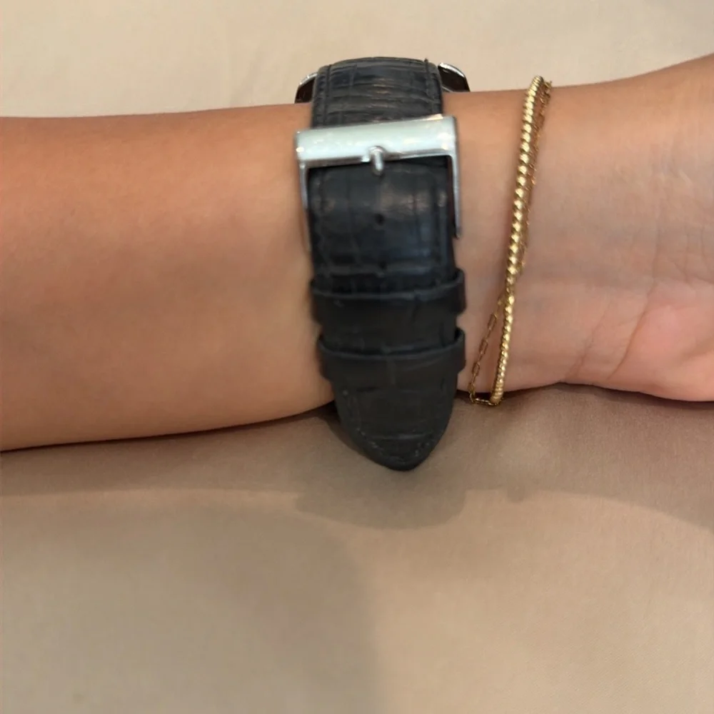Guess black leather band watch